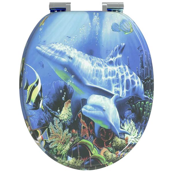 vidaXL Si&egrave;ge de toilette &agrave; fermeture douce Bleu 44 x 38 cm Panneau MDF