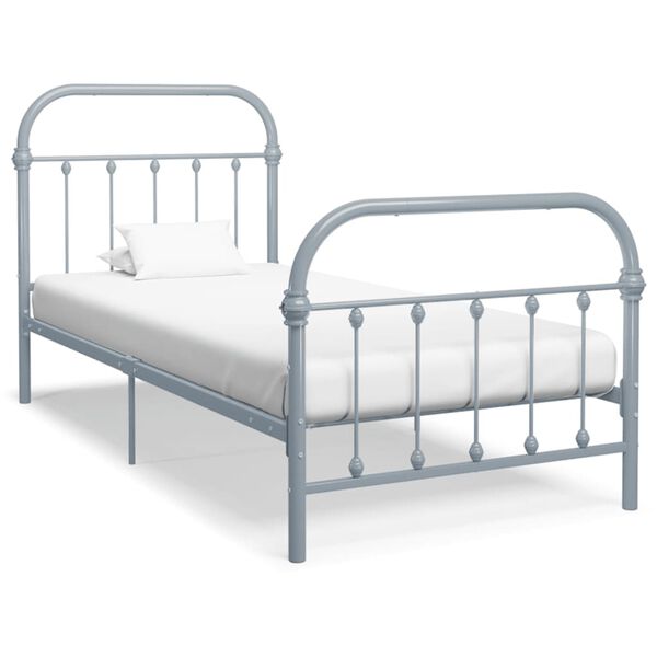 vidaXL Cadre de lit sans matelas gris m&eacute;tal 100x200 cm
