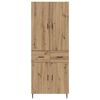 vidaXL Haut Armoire 2 pcs Ch&ecirc;ne artisanal Bois Agglom&eacute;r&eacute; et Verre