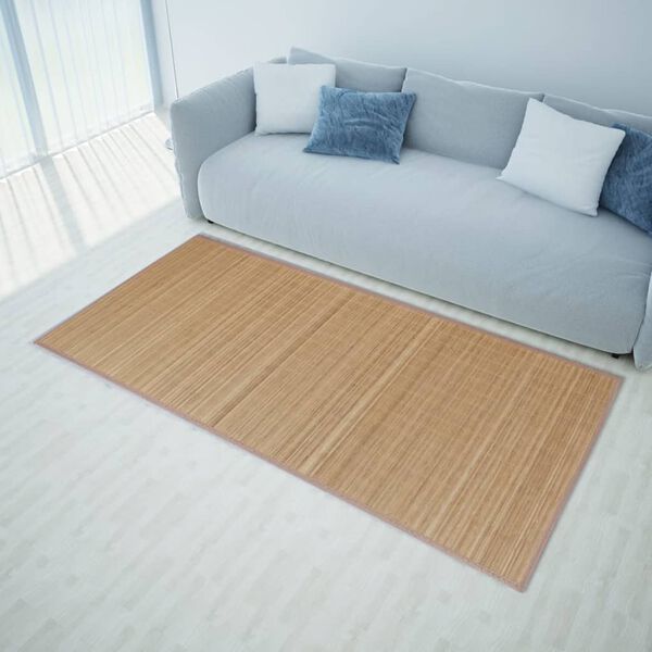vidaXL Tapis en bambou marron &agrave; latte rectangulaire 150 x 200 cm