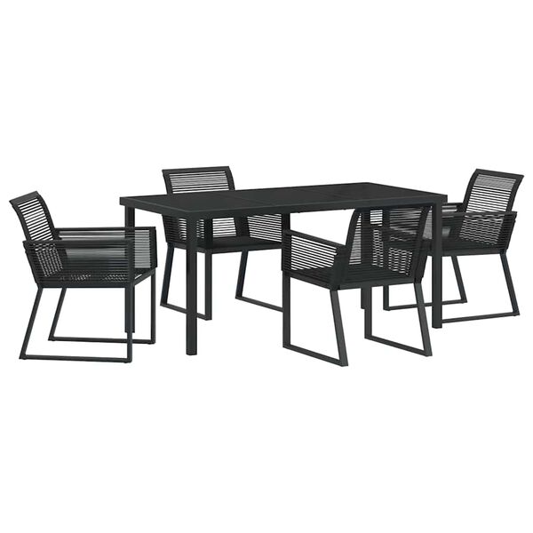 vidaXL Ensemble de salle &agrave; manger pour jardin 5 pcs Noir