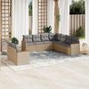 vidaXL Salon de jardin avec coussins 9pcs m&eacute;lange beige r&eacute;sine tress&eacute;e