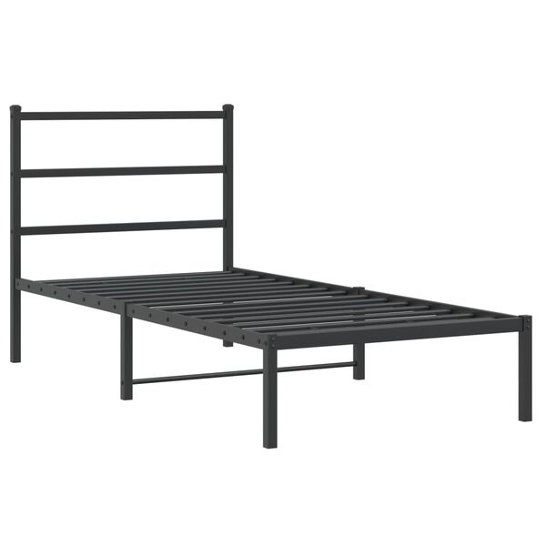 vidaXL Cadre de lit m&eacute;tal sans matelas avec t&ecirc;te de lit noir 90x200 cm