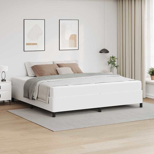 vidaXL Cadre de lit avec matelas Blanc 200 x 200 cm tissu