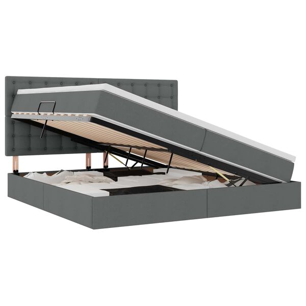 vidaXL Lit avec rangement et matelas Gris fonc&eacute; 200 x 200 cm Polyester