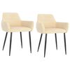 vidaXL Chaises &agrave; manger lot de 2 Cr&egrave;me Velours