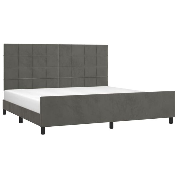 vidaXL Cadre de lit sans matelas gris fonc&eacute; 200x200 cm velours