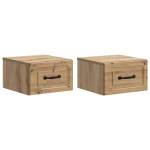 vidaXL Cabinet de chevet mural 2 pcs Ch&ecirc;ne artisanal 34,5 x 33 x 20 cm