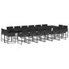 vidaXL Ensemble &agrave; manger de jardin 17 pcs coussins noir r&eacute;sine tress&eacute;e