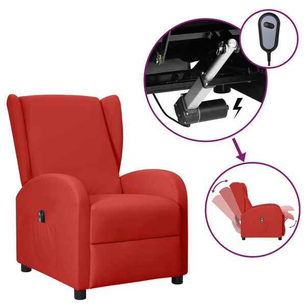vidaXL Fauteuil inclinable &eacute;lectrique &agrave; oreilles Rouge bordeaux