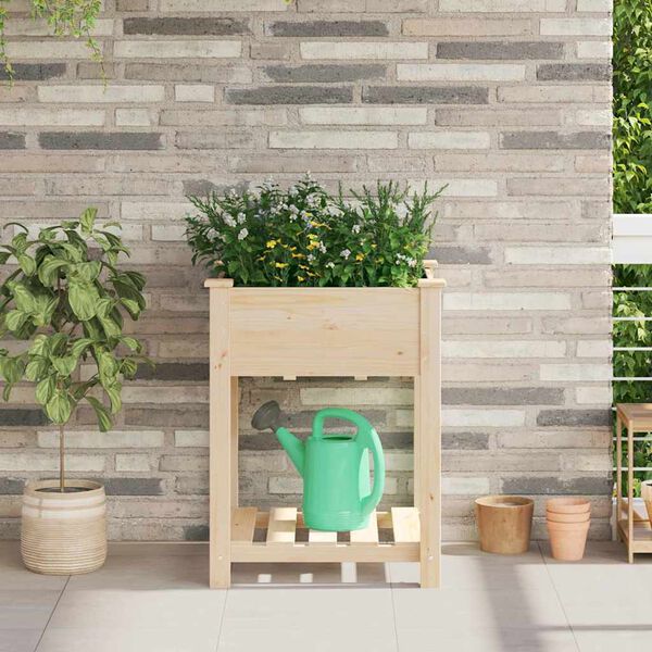 vidaXL Cache-pot de jardin avec &eacute;tag&egrave;re Beige 60,5 x 60 x 76,5 cm