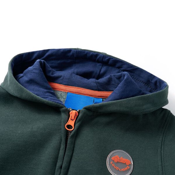 Sweatshirt &agrave; capuche avec fermeture &eacute;clair pour enfants vert fonc&eacute; 92