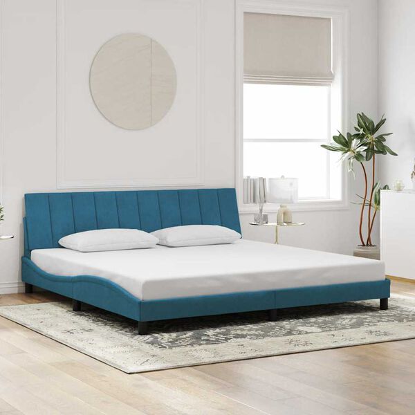 vidaXL Cadre de lit sans matelas Hanko bleu 200x200 cm velours