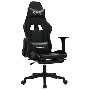 vidaXL Chaise de jeu avec repose-pied Noir Similicuir