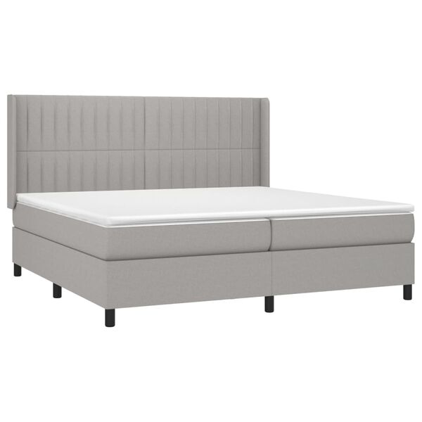 vidaXL Sommier &agrave; lattes de lit avec matelas Gris clair 200x200cm Tissu