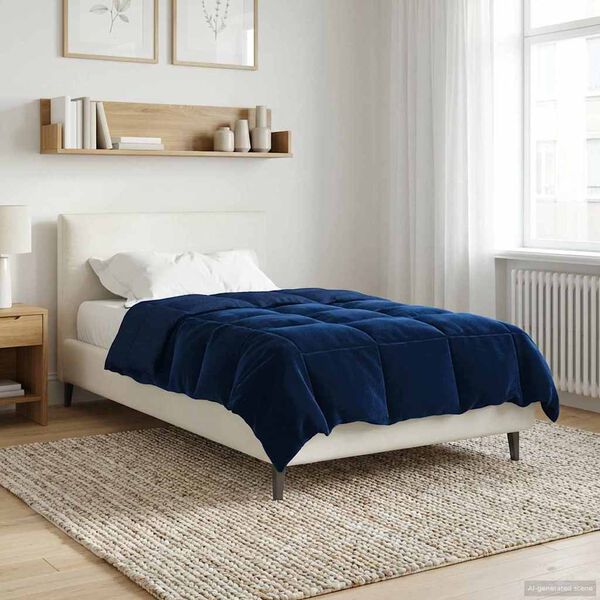 vidaXL Duvet complet toute l'ann&eacute;e Bleu fonc&eacute; 140 x 220 cm Microfibre