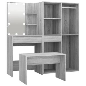 vidaXL Ensemble de coiffeuse avec LED Sonoma gris Bois d'ing&eacute;nierie