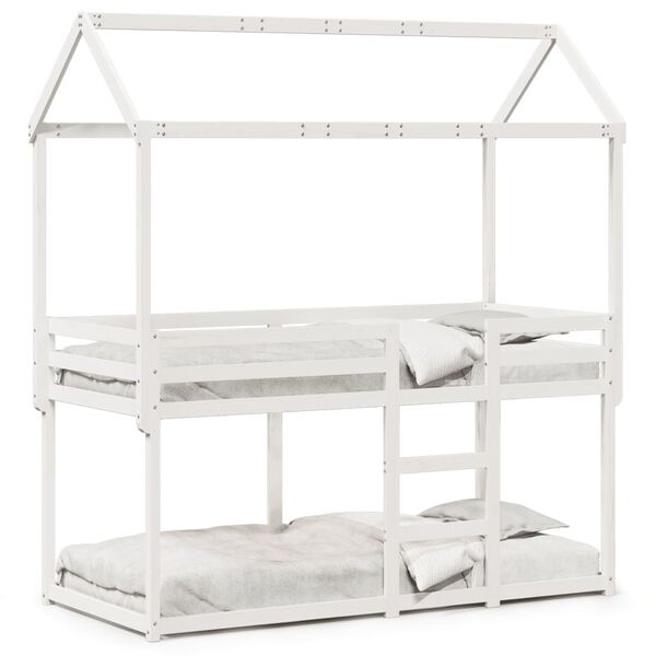vidaXL Lit superposé sans matelas blanc 75x190 cm bois de pin massif