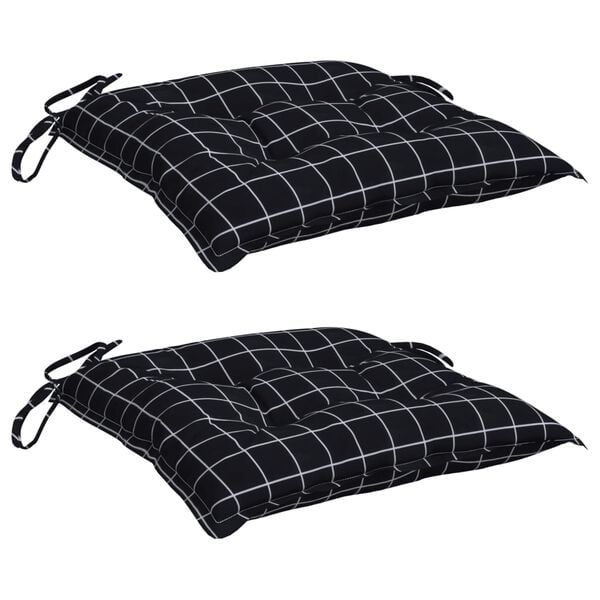 vidaXL Coussins de chaise lot de 2 carreaux noir 50x50x7 cm