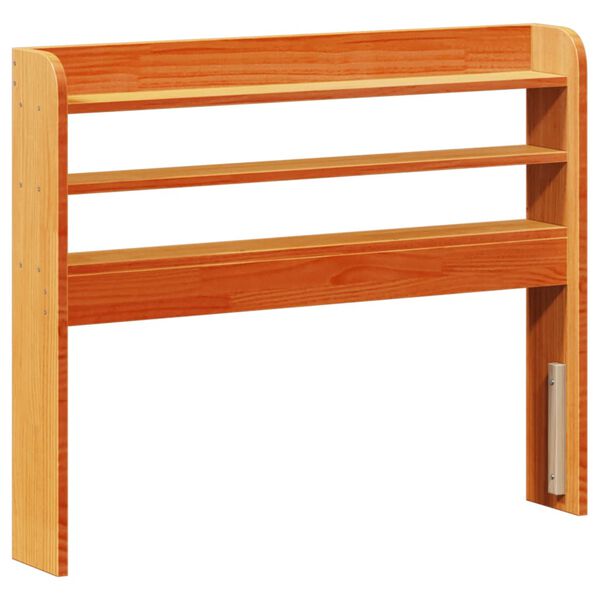 vidaXL T&ecirc;te de lit avec &eacute;tag&egrave;res marron cire 90 cm bois massif de pin