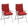 vidaXL Coussins de chaise &agrave; dossier bas lot de 2 rouge tissu oxford