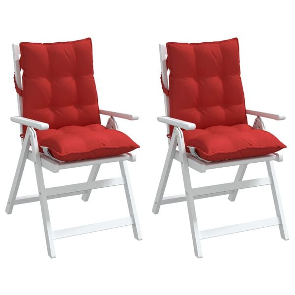 vidaXL Coussins de chaise &agrave; dossier bas lot de 2 rouge tissu oxford