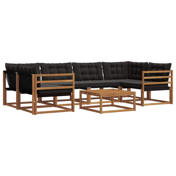 vidaXL Ensemble de canap&eacute;s d'ext&eacute;rieur 7 pcs Naturel et Noir