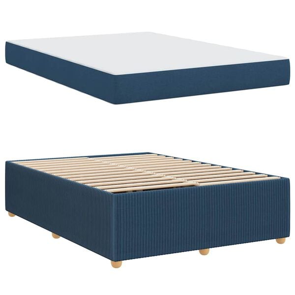 vidaXL Cadre de lit avec matelas Bleu 140 x 200 cm tissu