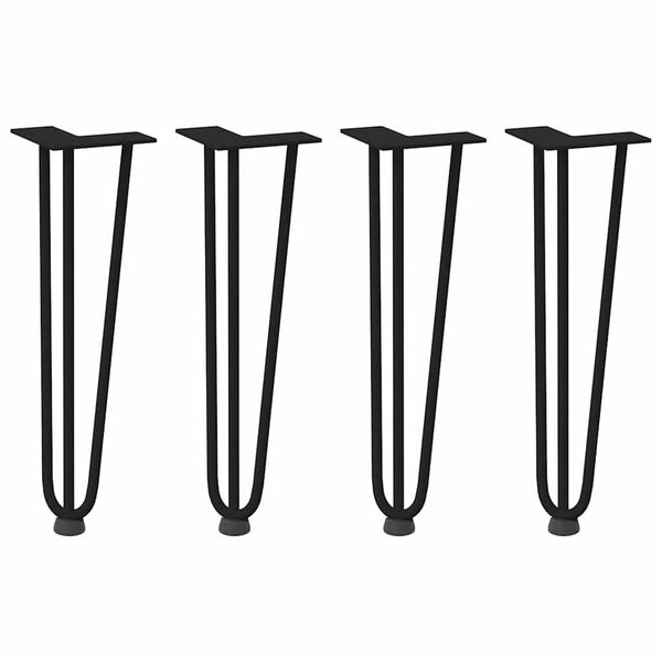 vidaXL Pieds en épingle à cheveux pour table basse 4 pièces Noir 42 cm Acier massif