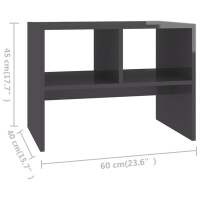vidaXL Table d'appoint Gris brillant 60x40x45 cm Aggloméré