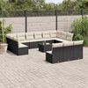 vidaXL Salon de jardin avec coussins 14 pcs noir r&eacute;sine tress&eacute;e