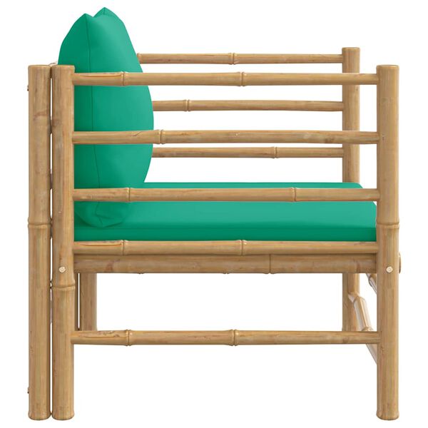 vidaXL Canapé de jardin avec coussins vert bambou