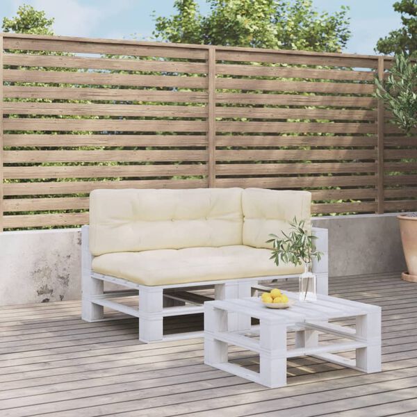 vidaXL Coussins de palette lot de 3 cr&egrave;me tissu