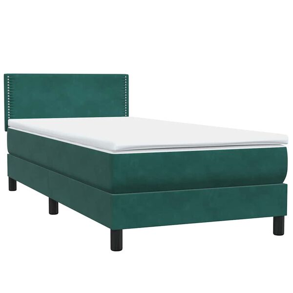 vidaXL Sommier &agrave; lattes de lit et matelas vert fonc&eacute; 80x220 cm velours