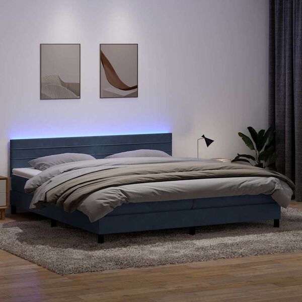 vidaXL Sommier &agrave; lattes de lit et matelas et LED gris fonc&eacute; 180x210cm velours