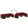 vidaXL Salon de jardin 10 pcs avec coussins marron résine tressée