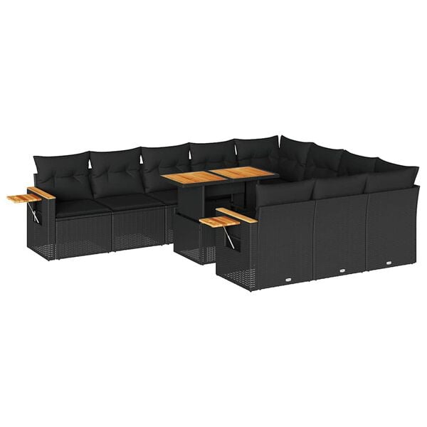 vidaXL Ensemble de canap&eacute;s de jardin 11 pcs et coussins rotin acacia