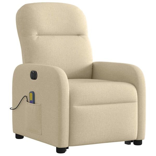 vidaXL Fauteuil inclinable de massage &eacute;lectrique Cr&egrave;me Tissu