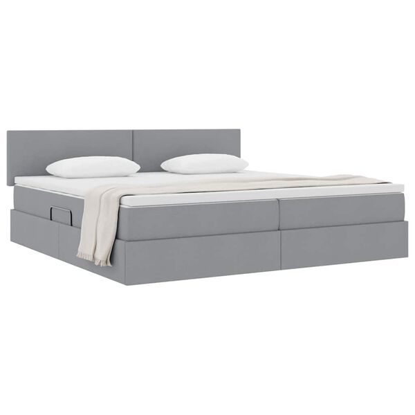 vidaXL Lit avec rangement et matelas Gris clair 200 x 200 cm