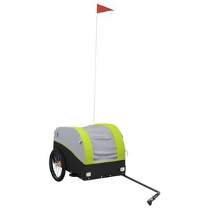 vidaXL Remorque de v&eacute;lo noir et vert 30 kg fer