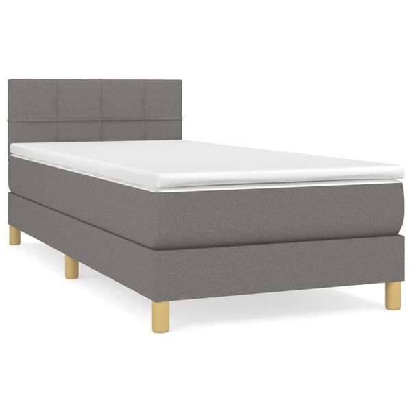 vidaXL Sommier &agrave; lattes de lit avec matelas Gris fonc&eacute; 80x200 cm Tissu