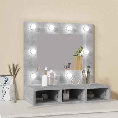 vidaXL Armoire à miroir avec LED Gris béton 60x31,5x62 cm
