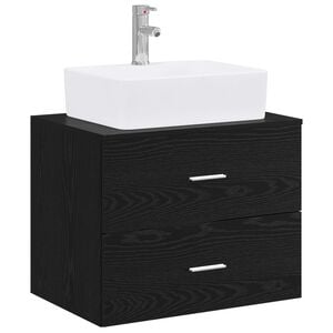 vidaXL Ensemble de mobilier de salle de bain Ch&ecirc;ne noir
