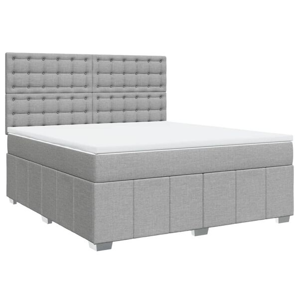 vidaXL Sommier &agrave; lattes de lit avec matelas Gris clair 180x200cm Tissu