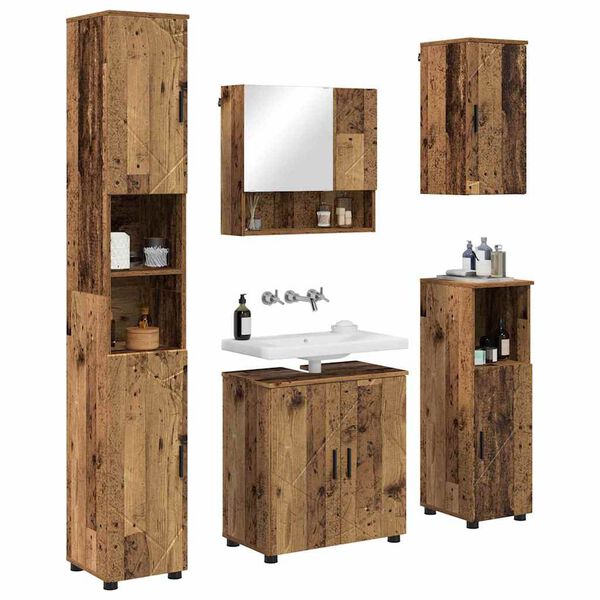 vidaXL Ensemble de mobilier de salle de bain 5 pcs Bois Ancien