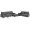 vidaXL Ensemble de canap&eacute;s 3 pcs avec repose-pied gris fonc&eacute; tissu