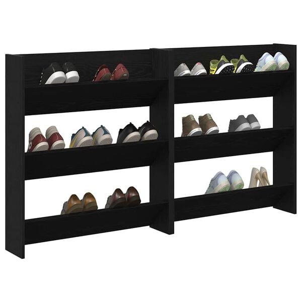 vidaXL Cabinet &agrave; chaussures 2 pcs Ch&ecirc;ne noir 85 x 18 x 90 cm