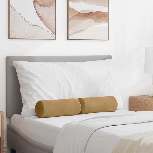 vidaXL Coussins d'accent 2 pcs Marron Ø 15 x 40 cm