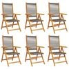 vidaXL Fauteuils pliants inclinables, 6 pi&egrave;ces, bois massif d'acacia gris