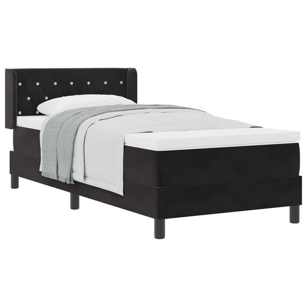 vidaXL Lit &agrave; ressorts avec matelas Noir 200 x 100 cm Velours
